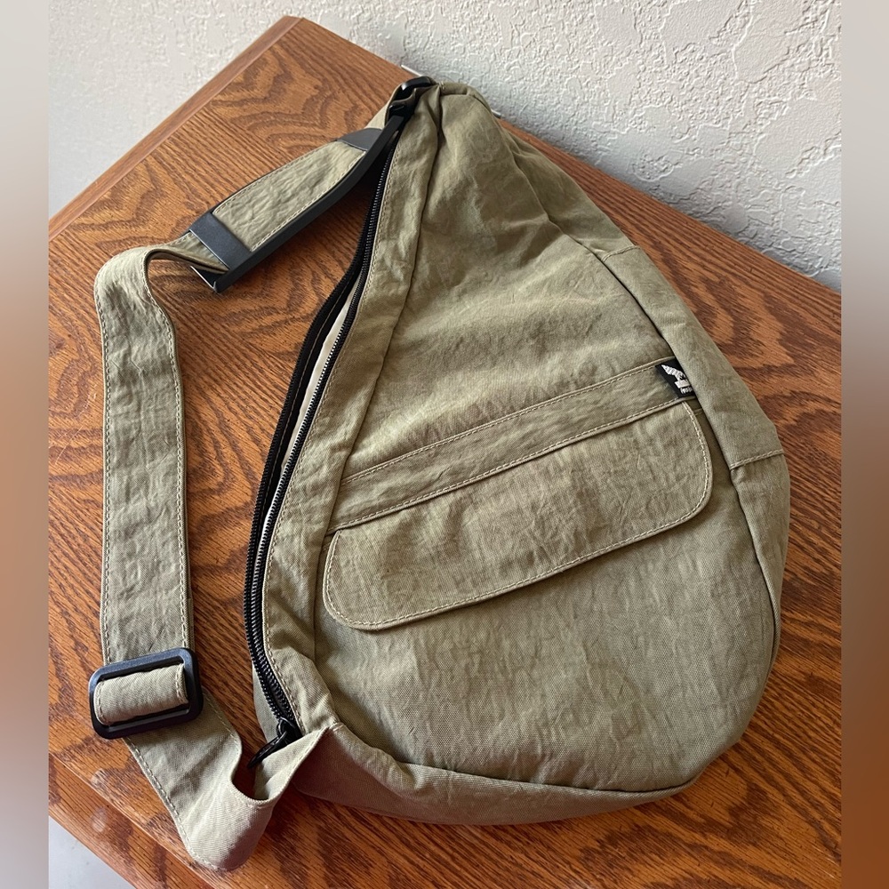 Vintage AmeriBag Healthy Back Sling Bag tan crossbody